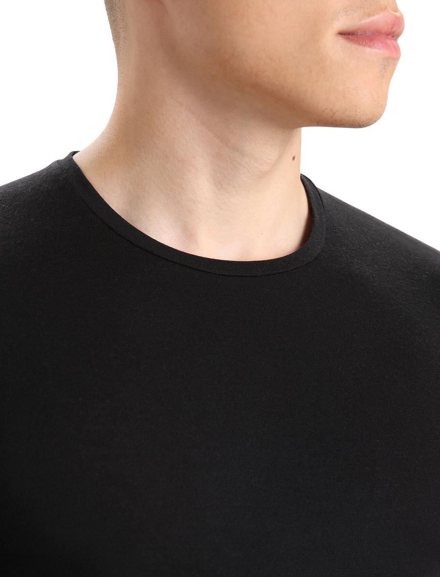 Sous Vêtement Icebreaker Merino Anatomica Long Sleeve Crewe T-Shirt Homme Noir | FR 1292BEXC